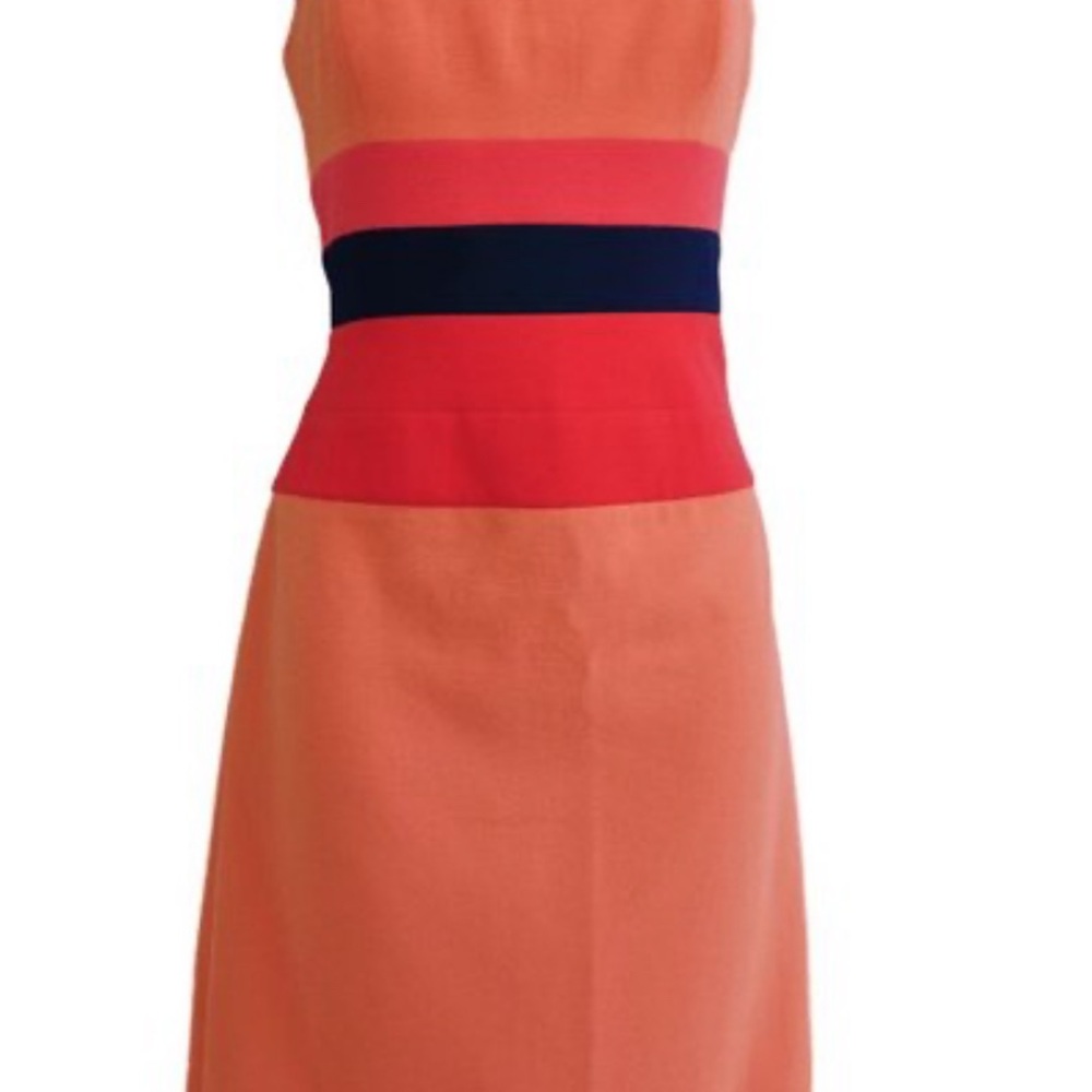 BCBG Maxazria Reesie Orange/Nectar Colorblock Strapless Dress